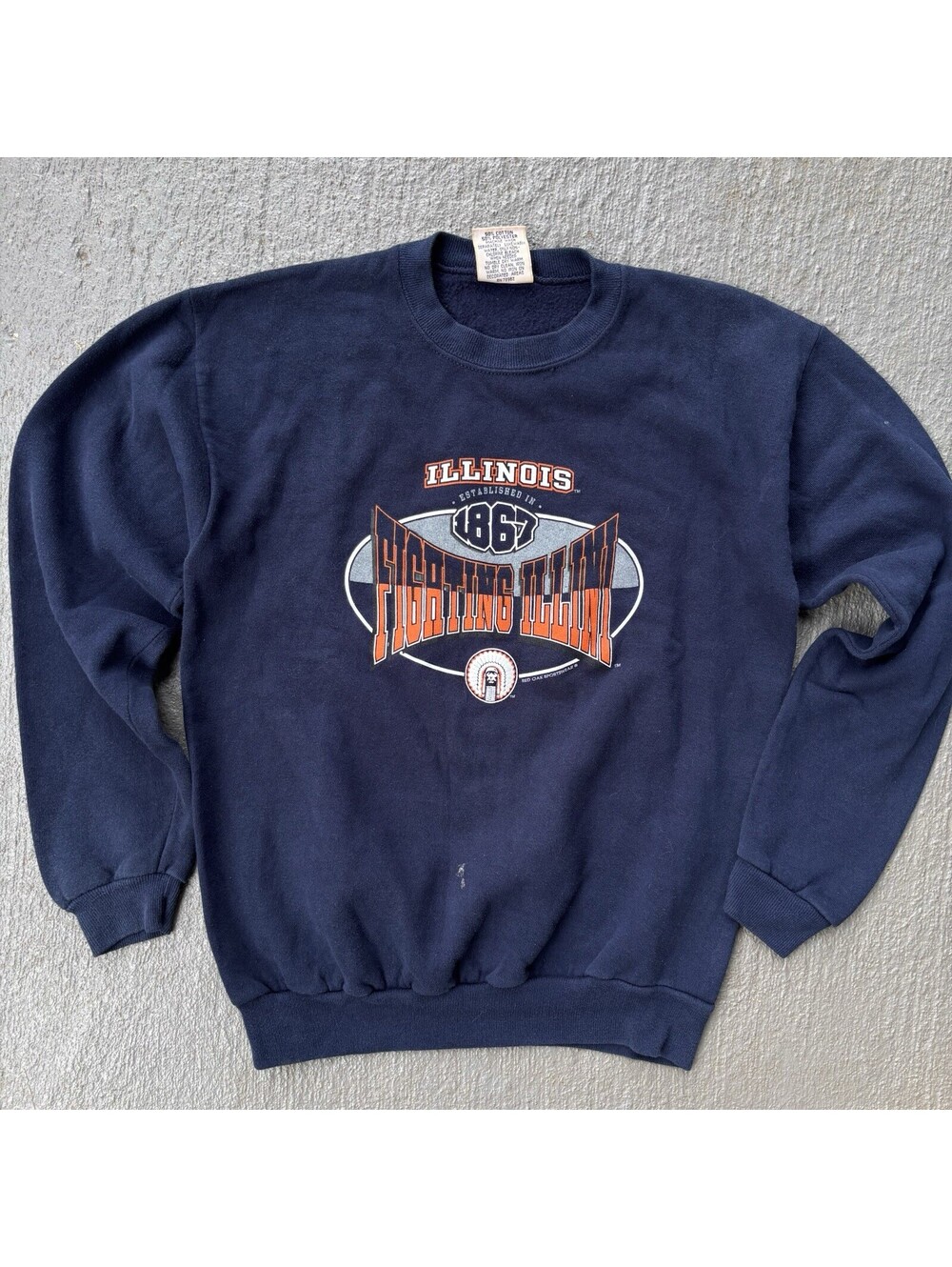 Vintage University Of Illinois Fighting Ilini Crewneck YOUTH XL 18-20